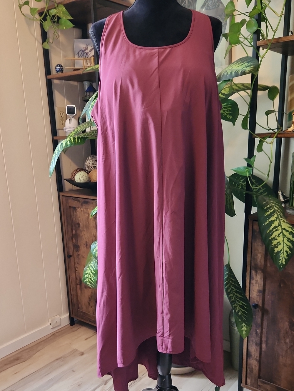 HALARA Breezeful High Low Plum Color Racerback Dress With Built-In Bra Size 2X